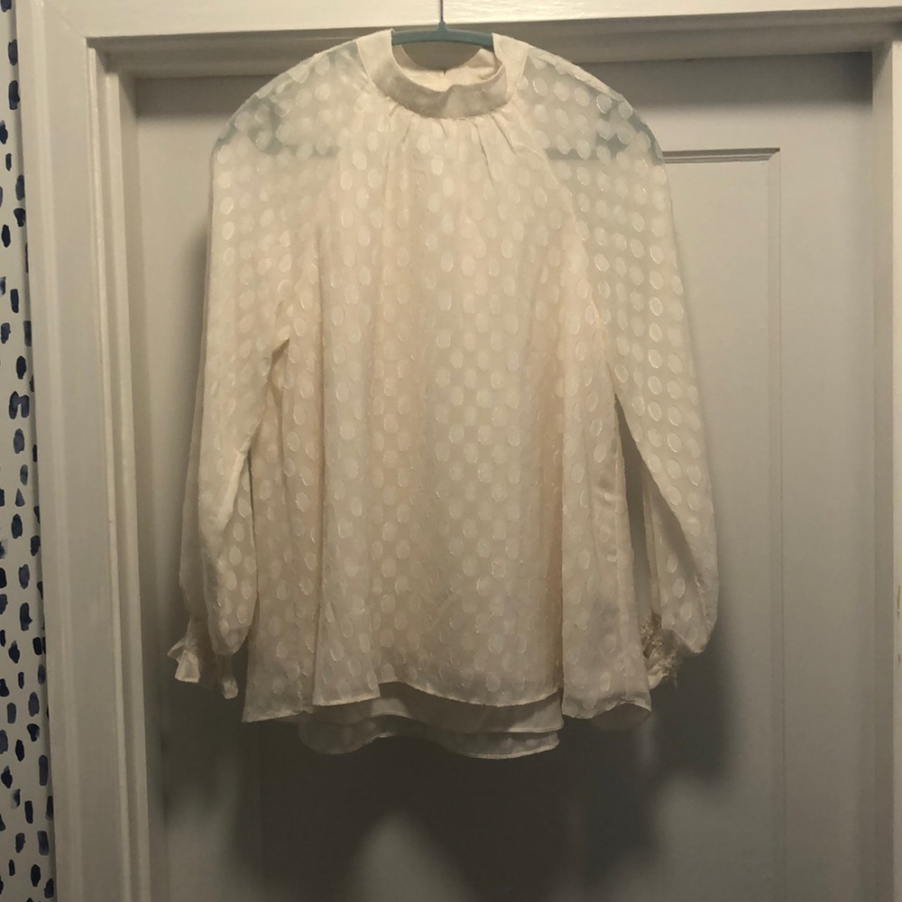 DR2 White High Neck Blouse
